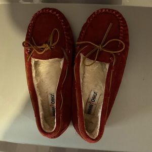 Dark red Minnetonka moccasins
